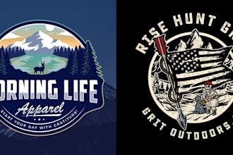 do unique outdoor hunting fishing deer logo design