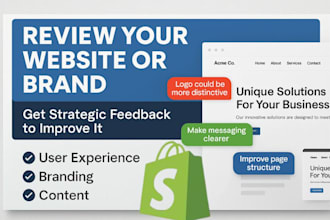 review your shopify website and give strategic feedback to improve and fix them