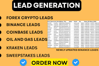 deliver updated kraken leads, sweepstakes leads, hedge funds list, binance leads