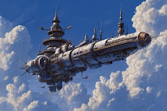 design spaceship, sci fi illustration and sci fi art