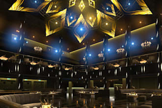 make cgi interior design, nightclub, restaurant, bar with realistic 3d rendering
