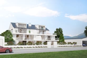 renew 3d modern detached house,luxury villa exterior,landscape garden,skp render