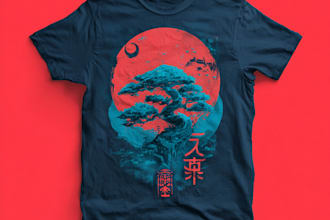 draw japanese illustration for t shirt
