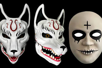 sculpt 3d cosplay mask oni mask vintage mask 3d helmet 3d armor for 3d printing