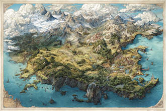 draw detailed fantasy world, regional and city maps