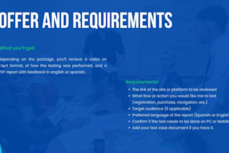 perform usability testing and deliver a detailed report