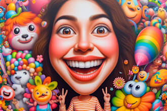 draw artistic cartoon caricatures and portrait for photo