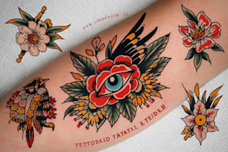 create a traditional or old school style tattoo design