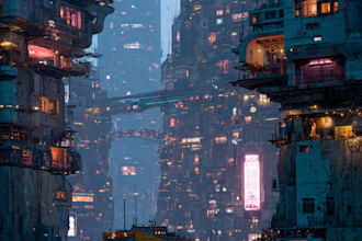 do cyberpunk futuristic city illustration