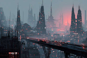 draw cyberpunk scifi futuristic city no ai use