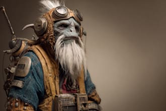 create fantasy, sci fi, character with hyperrealistic style