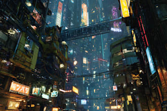 design a cyberpunk futuristic city art