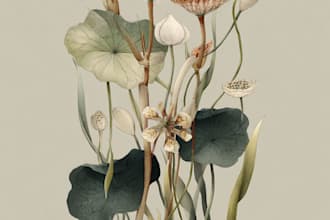 draw botanical illustrations of flowers, plants, line art