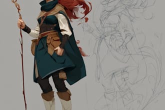 draw fantasy dnd character game concept art