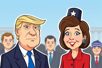make you political funny cartoon portrait