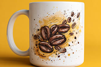 do coffee mug design, tumbler, paper cup, coffee cup etc