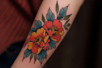 create a traditional or old school style tattoo design
