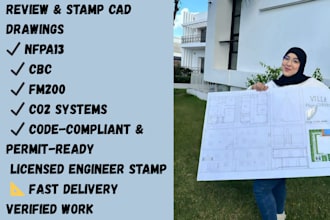 l review and stamp cad drawings with nfpa13, cbc, fm200, and co2 codes