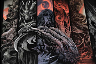 create dark fantasy art illustration for albums cover