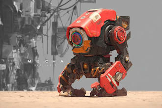 draw high quality robot, mecha concepts
