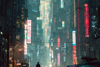 draw a cyberpunk futuristic city art