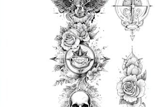 draw amazing tattoo design, traditional tattoo, realistic sleeve tattoo design