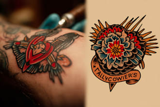 create amazing traditional or old school tattoo style design