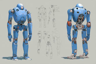 design any type of robot, armor or mecha in line art