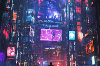 create a science fiction city, cyberpunk, futuristic scifi