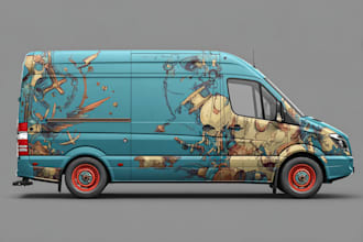 draw itasha car wrap design, racing car wrap design