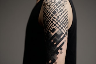 create sleeve tattoo design in geometric style