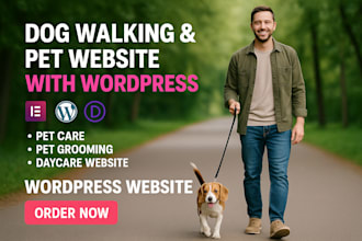 build pet dog walking website pet care grooming veterinary wordpress website