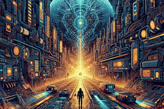 create detailed cyberpunk art for covers, books and posters