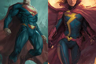 draw you a dc or marvel style comic book superhero or villain character