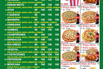 design a modern and professional menu cards