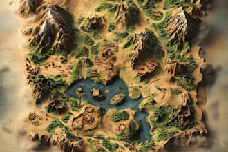 make fantasy map illustration for , novels and games