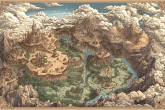 do detailed fantasy map for your novel, boardgame or dnd