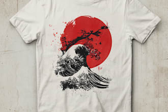draw a japanese t shirt illustration