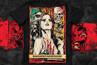 do t shirt design brand or band merchandise in vintage horor