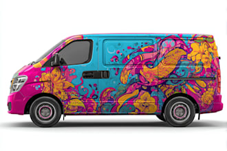 make attractive vehicle wrap, car wrap, or van wrap design