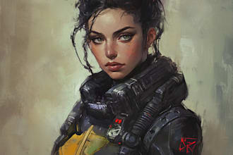 dmake a sci fi character illustration, sci fi art