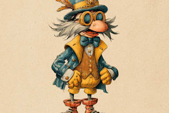 create a cute vintage mascot cartoon  illustration