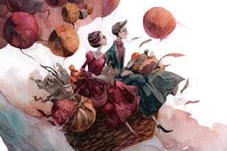 draw book illustration in watercolor