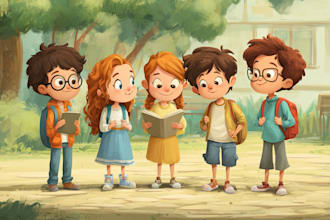 draw children book illustrations and book cover illustration