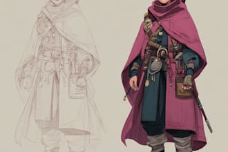 draw dnd character design and illustration