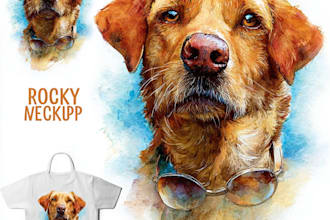 draw amazing watercolor portrait your pet