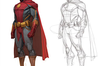 make concept art superhero character for comic style
