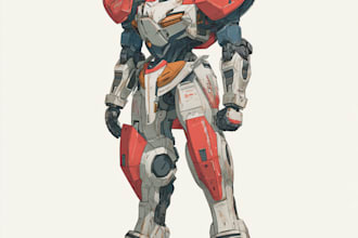 draw gundam, transformer, robot, armor, mecha illustration