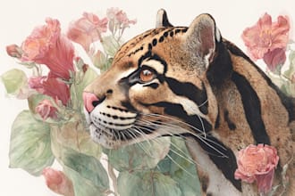 do watercolor painting of animals, botanicals
