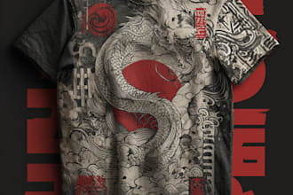 draw t shirt design on graffiti art, japanese art
